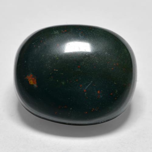Pedra de sangue verde natural 22,33ct, corte oval, opaco