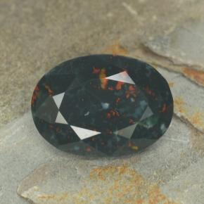 Pedra de Sangue verde manchado Natural 6.55ct, Corte Oval, Opaco