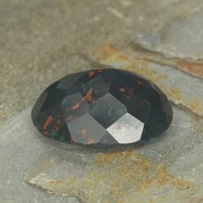 Pedra de Sangue verde manchado Natural 6.55ct, Corte Oval, Opaco