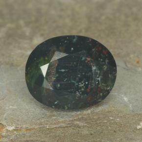 Pedra de sangue verde natural 5,72ct, corte oval, opaco