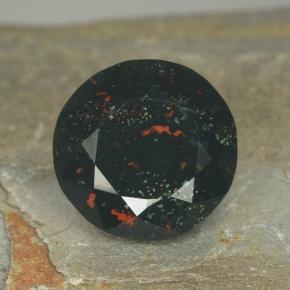 Pedra de sangue verde natural 9,32ct, corte redondo, opaco