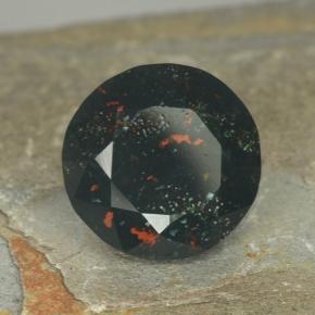 Pedra de sangue verde natural 9,32ct, corte redondo, opaco