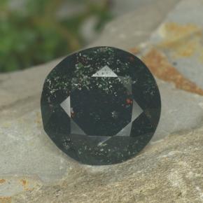 Pedra de Sangue verde manchado Natural 5,05ct, Corte Redondo, Opaco