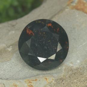 Pedra de sangue verde natural 3,81ct, corte redondo, opaco