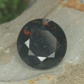 Pedra de sangue verde natural 3,81ct, corte redondo, opaco