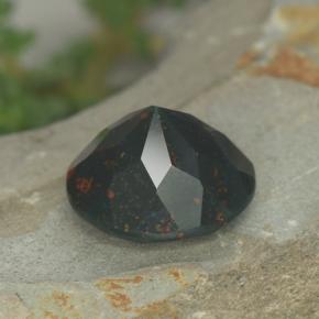 Pedra de sangue verde natural 3,81ct, corte redondo, opaco