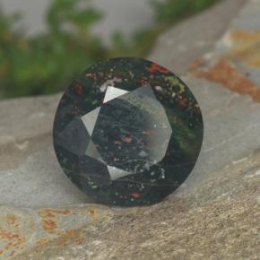 Pedra de sangue verde natural 7,35ct, corte redondo, opaco