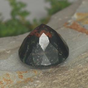 Pedra de sangue verde natural 7,35ct, corte redondo, opaco