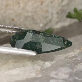 Pedra de Sangue verde manchado Natural 1.78ct, Formato de pêra, Opaco