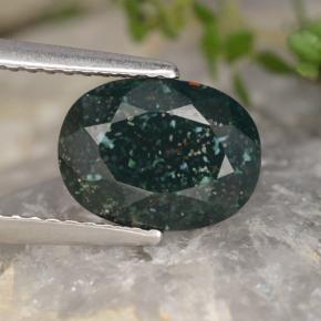 Pedra de Sangue verde manchado Natural 2.16ct, Corte Oval, Opaco