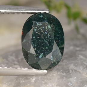 Pedra de Sangue verde manchado Natural 2.16ct, Corte Oval, Opaco