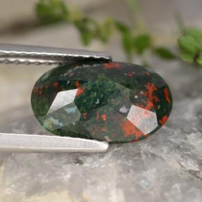 Pedra de Sangue verde manchado Natural 2.14ct, Corte Oval, Opaco
