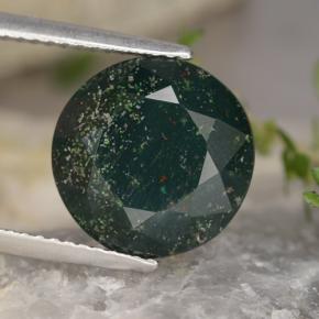 Pedra de sangue verde natural 5,41ct, corte redondo, opaco