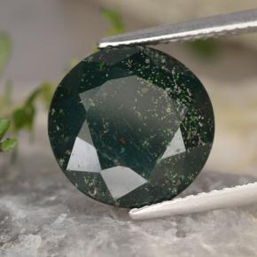 Pedra de sangue verde natural 5,41ct, corte redondo, opaco