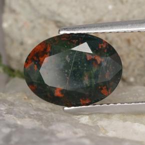 Pedra de Sangue verde manchado Natural 4.10ct, Corte Oval, Opaco