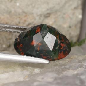 Pedra de Sangue verde manchado Natural 4.10ct, Corte Oval, Opaco