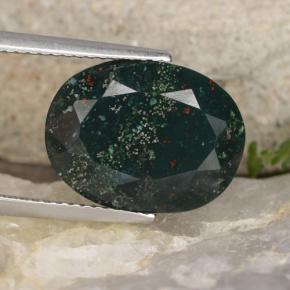 Pedra de sangue verde natural 7,10ct, corte oval, opaco