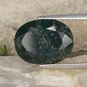 Pedra de sangue verde natural 7,10ct, corte oval, opaco