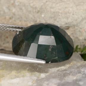 Pedra de sangue verde natural 11,29ct, corte oval, opaco