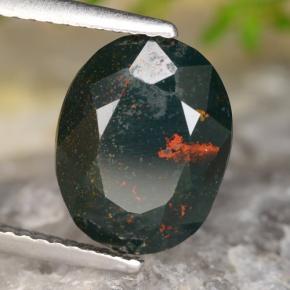 Pedra de sangue verde natural 4,47ct, corte oval, opaco
