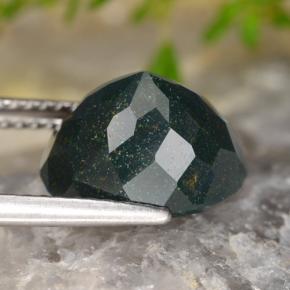 Pedra de sangue verde natural 4,47ct, corte oval, opaco