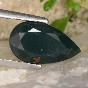 Pedra de sangue verde natural 2,31ct, formato de pêra, opaco