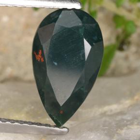 Pedra de sangue verde natural 2,31ct, formato de pêra, opaco