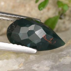 Pedra de sangue verde natural 2,31ct, formato de pêra, opaco