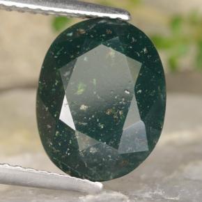 Pedra de sangue verde natural 2,94ct, corte oval, opaco