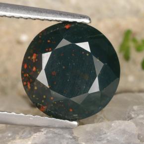 Pedra de sangue verde natural 3,27ct, corte redondo, opaco