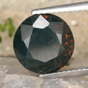 Pedra de sangue verde natural 3,27ct, corte redondo, opaco
