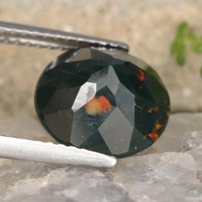 Pedra de sangue verde natural 3,27ct, corte redondo, opaco