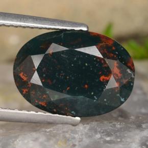 Pedra de sangue verde natural 3,62ct, corte oval, opaco