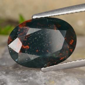 Pedra de sangue verde natural 3,62ct, corte oval, opaco