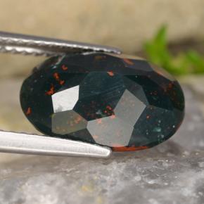 Pedra de sangue verde natural 3,62ct, corte oval, opaco