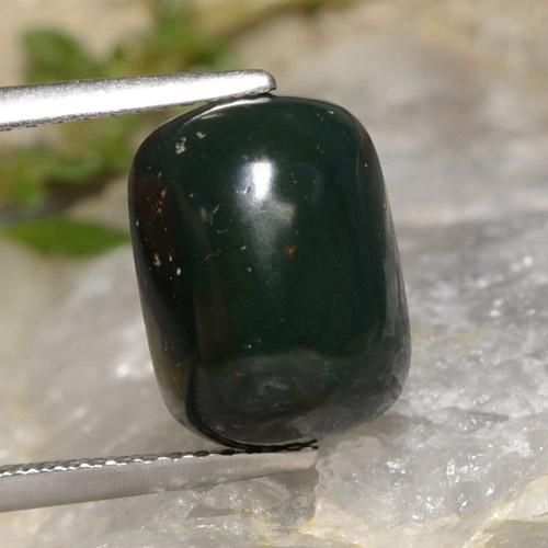 Pedra de sangue verde natural 4,37ct, almofada cortada, opaco