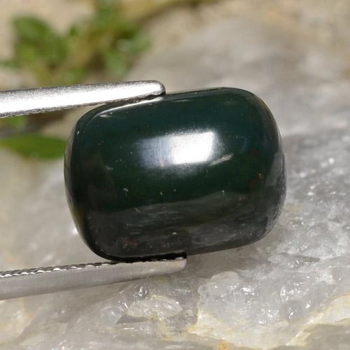 Pedra de sangue verde natural 4,37ct, almofada cortada, opaco