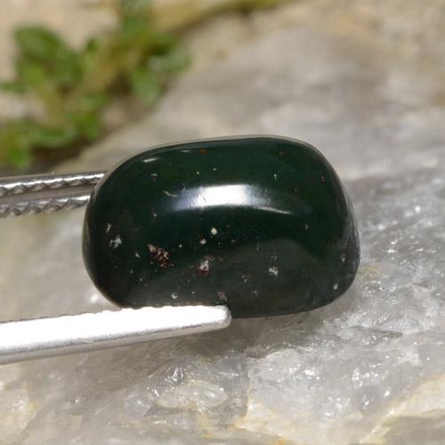 Pedra de sangue verde natural 4,37ct, almofada cortada, opaco