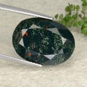 Pedra de sangue verde natural 12,32ct, corte oval, opaco
