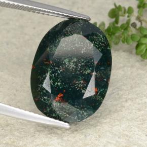 Pedra de sangue verde natural 12,32ct, corte oval, opaco