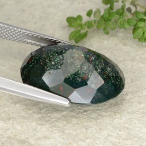 Pedra de sangue verde natural 12,32ct, corte oval, opaco