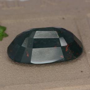 Pedra de sangue verde natural 11,46ct, corte oval, opaco