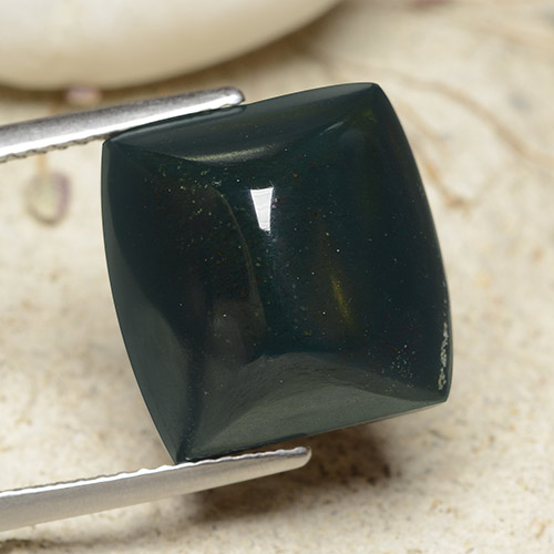 Pedra de Sangue Verde Multicolor Natural 13.96ct, Almofada cortada, Opaco