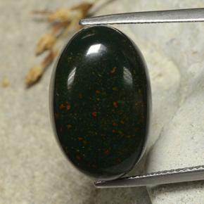Pedra de sangue verde natural 17,32ct, corte oval, opaco