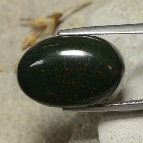 Pedra de sangue verde natural 17,32ct, corte oval, opaco
