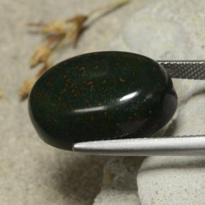 Pedra de sangue verde natural 17,32ct, corte oval, opaco