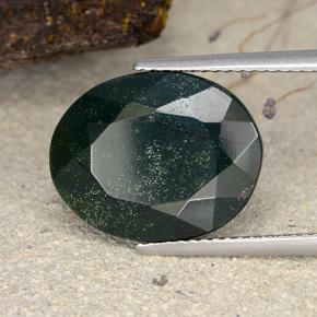 Pedra de Sangue Verde Multicolor Natural 9.75ct, Corte Oval, Opaco