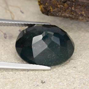 Pedra de Sangue Verde Multicolor Natural 9.75ct, Corte Oval, Opaco