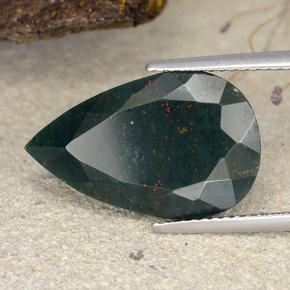 Pedra de Sangue Verde floresta Natural 9.55ct, Formato de pêra, Opaco
