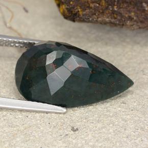 Pedra de Sangue Verde floresta Natural 9.55ct, Formato de pêra, Opaco